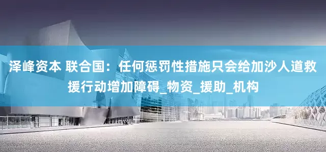 泽峰资本 联合国：任何惩罚性措施只会给加沙人道救援行动增加障碍_物资_援助_机构